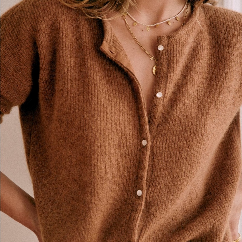Sezane Size S Camel “Gaspard” Cardigan Sweater